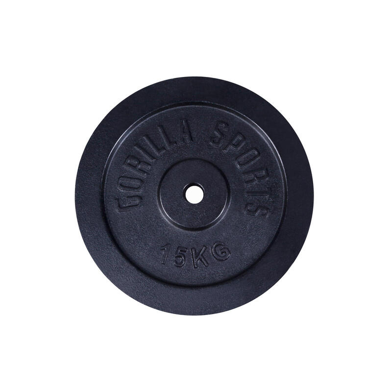 Gewichtsschijf Zwart - Halterschijf - 15 kg - Gietijzer - 31 mm