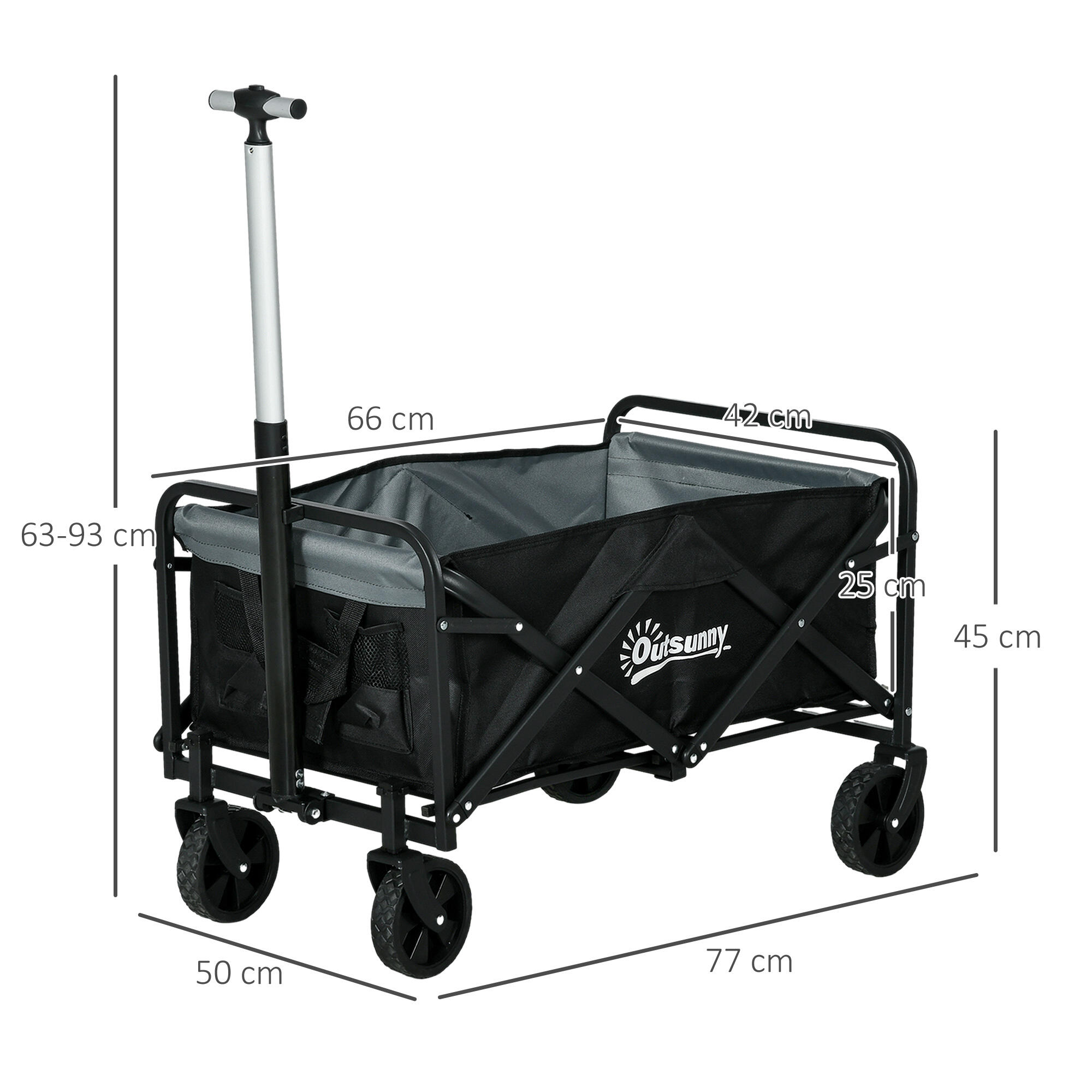 Carrinho de transporte preto Outsunny 3/7