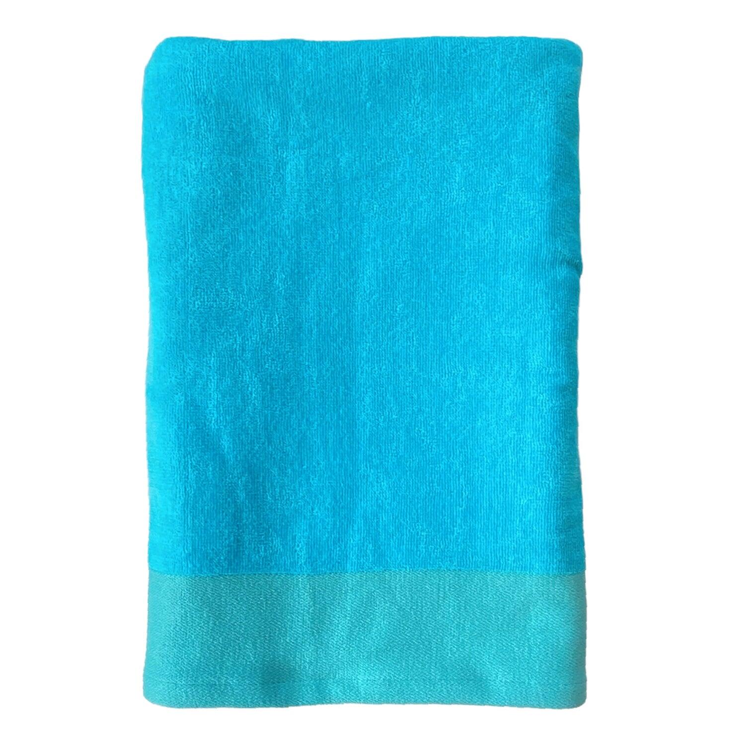 LE COMPTOIR DE LA PLAGE Badhanddoek Badstof Velours Jacquard Blauw 90x160 370g/m² - Shady Turquoise