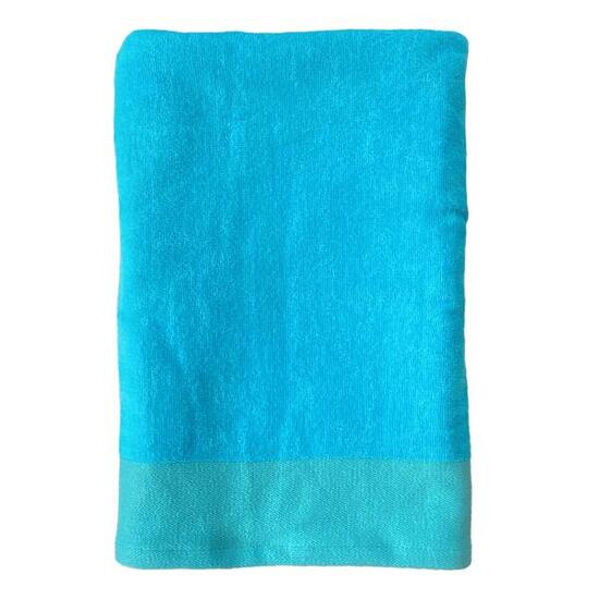 Serviette de bain éponge velours unie Shady Turquoise 90x160 370g/m²