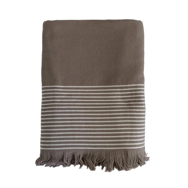 Paski Taupe 140x180 300g/m² badstof gevoerde handdoek