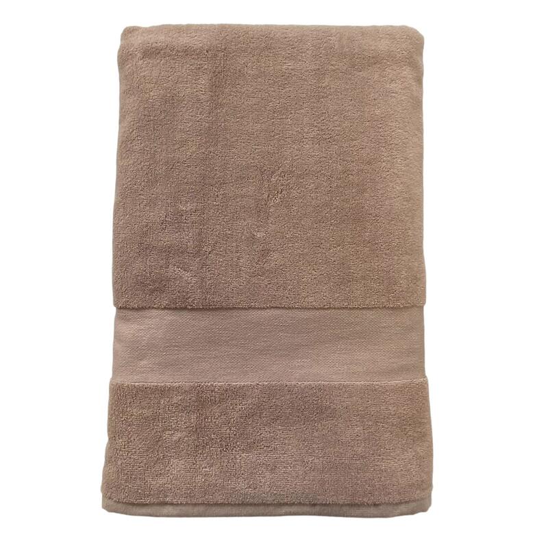 Serviette de bain éponge velours unie Classy Taupe 90x180 500g/m²