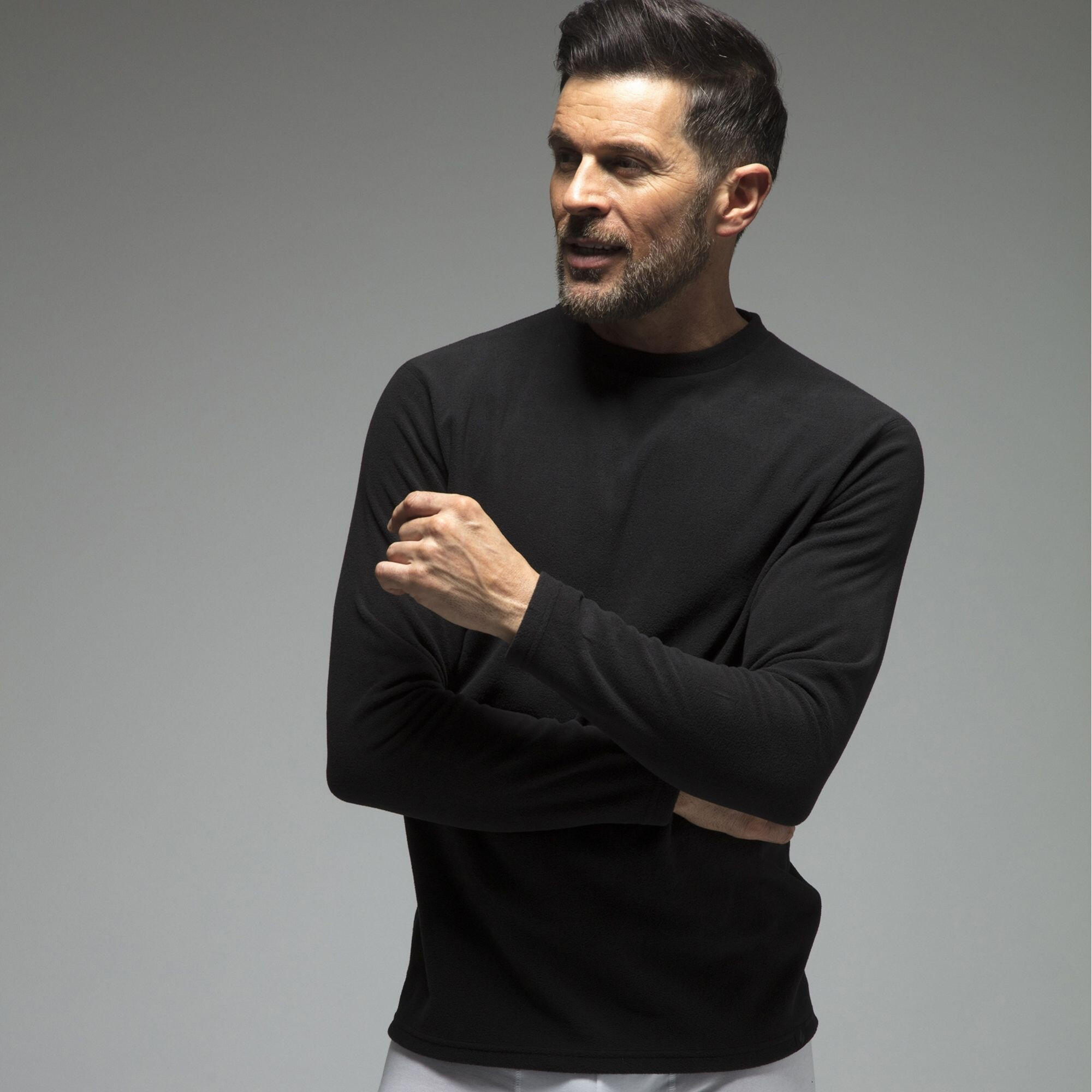 Mens Fleece Lined Long Sleeve Thermal Top | Lightweight 4/6