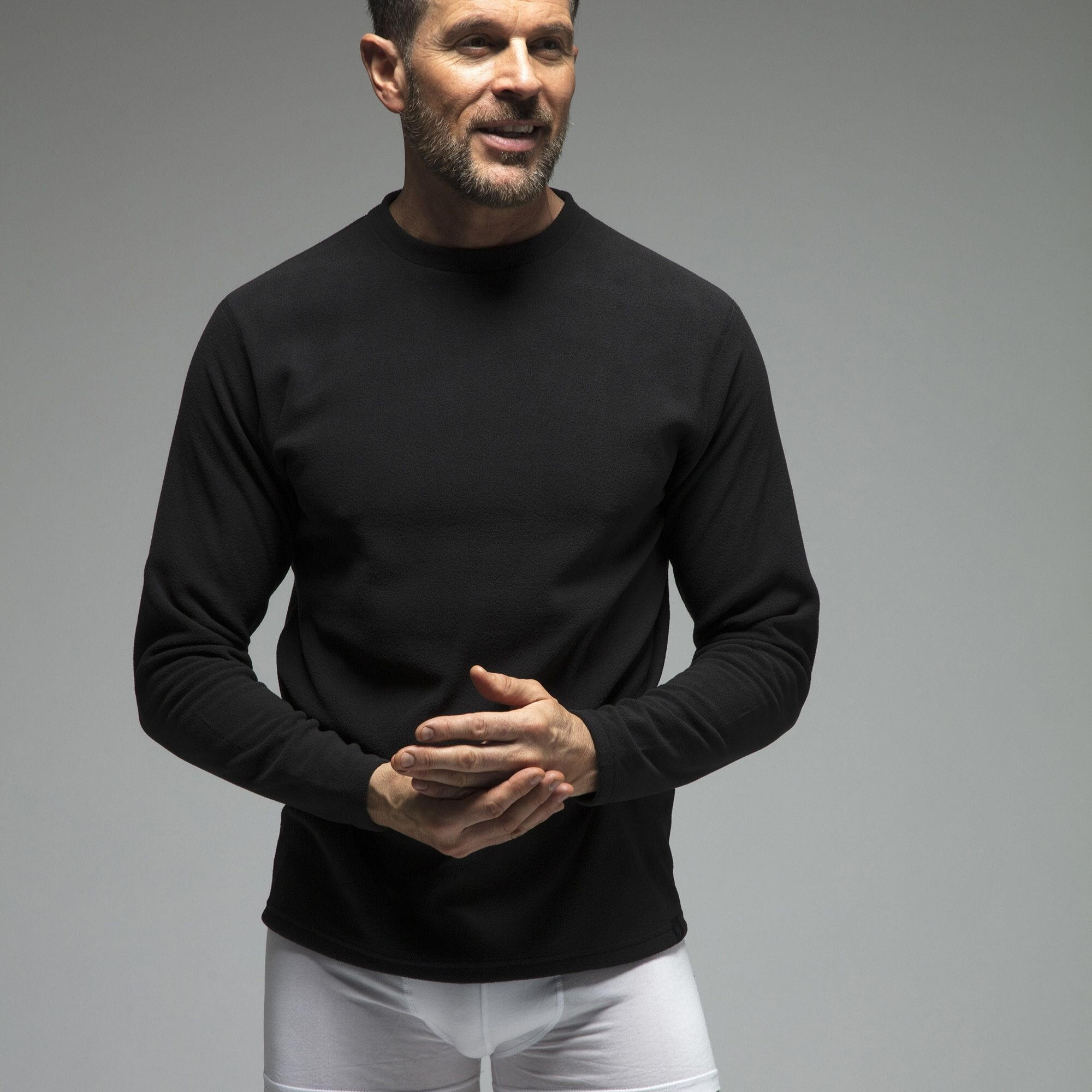 Mens Fleece Lined Long Sleeve Thermal Top | Ultra Lightweight 5/5