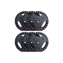 Kit Discos Musculación Gorilla Sports Negro/Rojo 6x5Kg Diámetro 31 mm