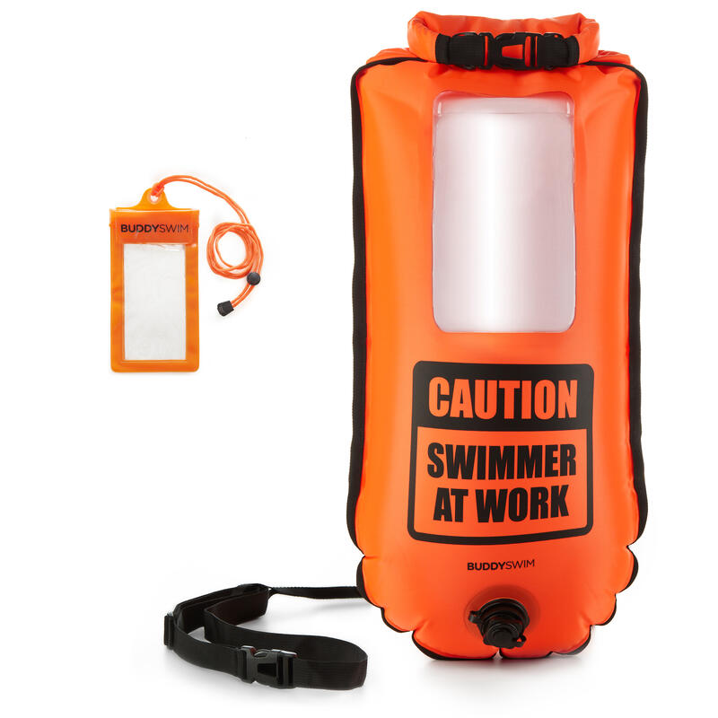 Bouée d'eau libre avec compartiment pour téléphone portable Buddyswim orange