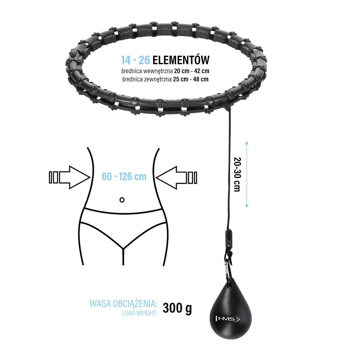 Hula-hoop cerceaux avec picots de massage + br163 set HMS surdimensionné 6/7