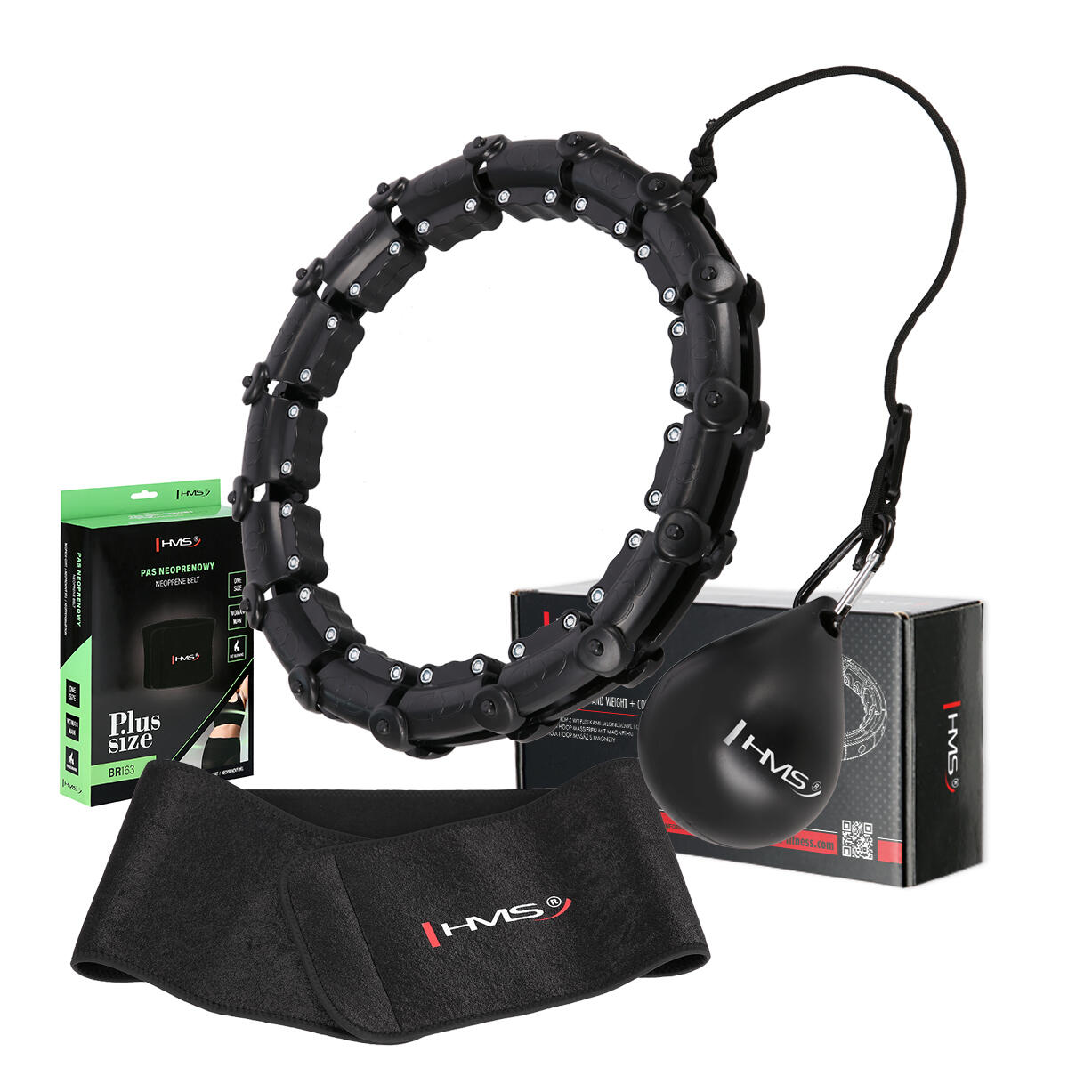 Hms - Hula-hoop Cerceaux Avec Picots De Massage + Br163 Set Hms Surdimensionné - Hula Hoop - Noir - Taille Unique - Decathlon