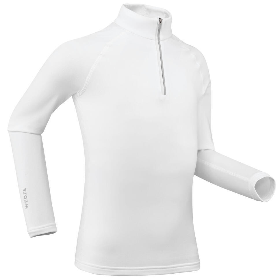 Refurbished Kids Ski Base Layer 1/2 Zip Top - BL 500 - White - A Grade 1/7