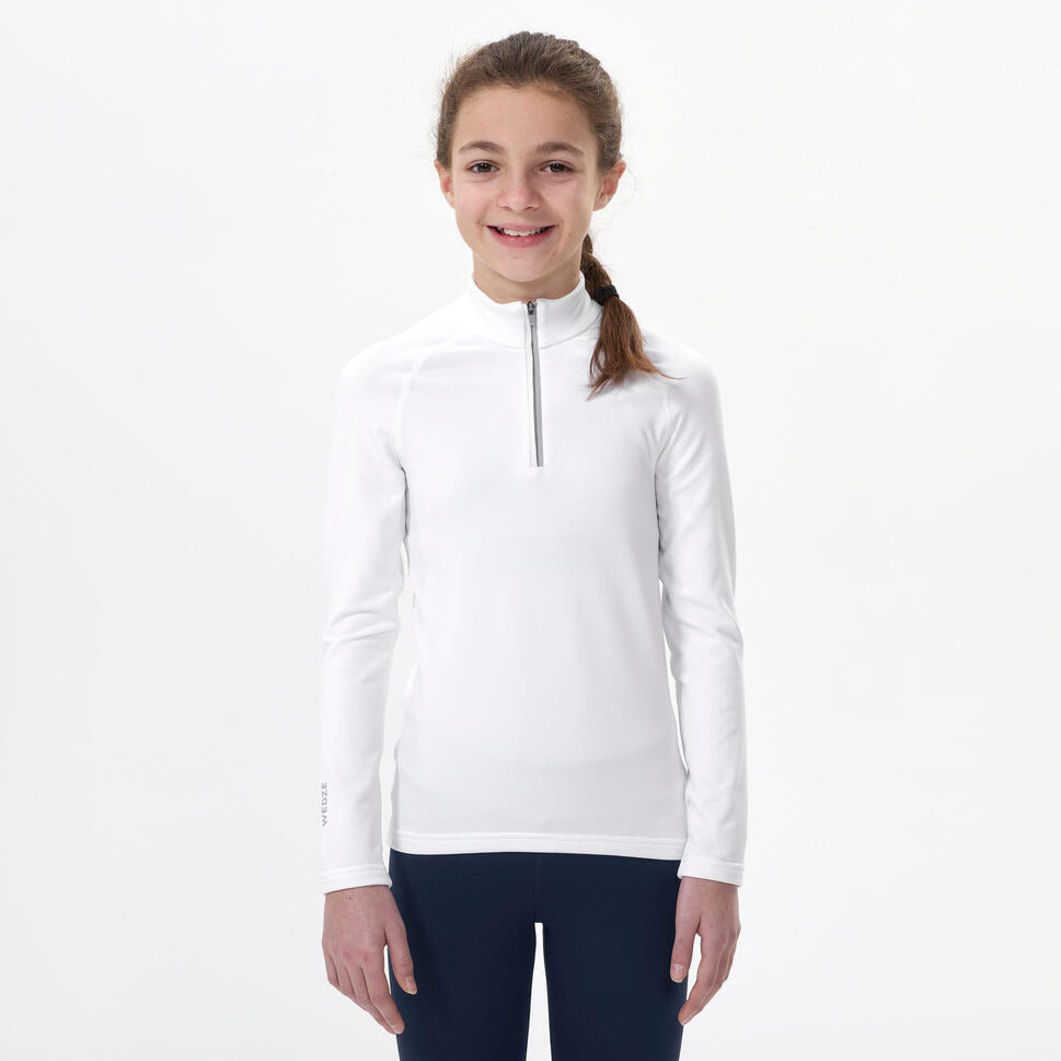 Refurbished Kids Ski Base Layer 1/2 Zip Top - BL 500 - White - A Grade 4/7