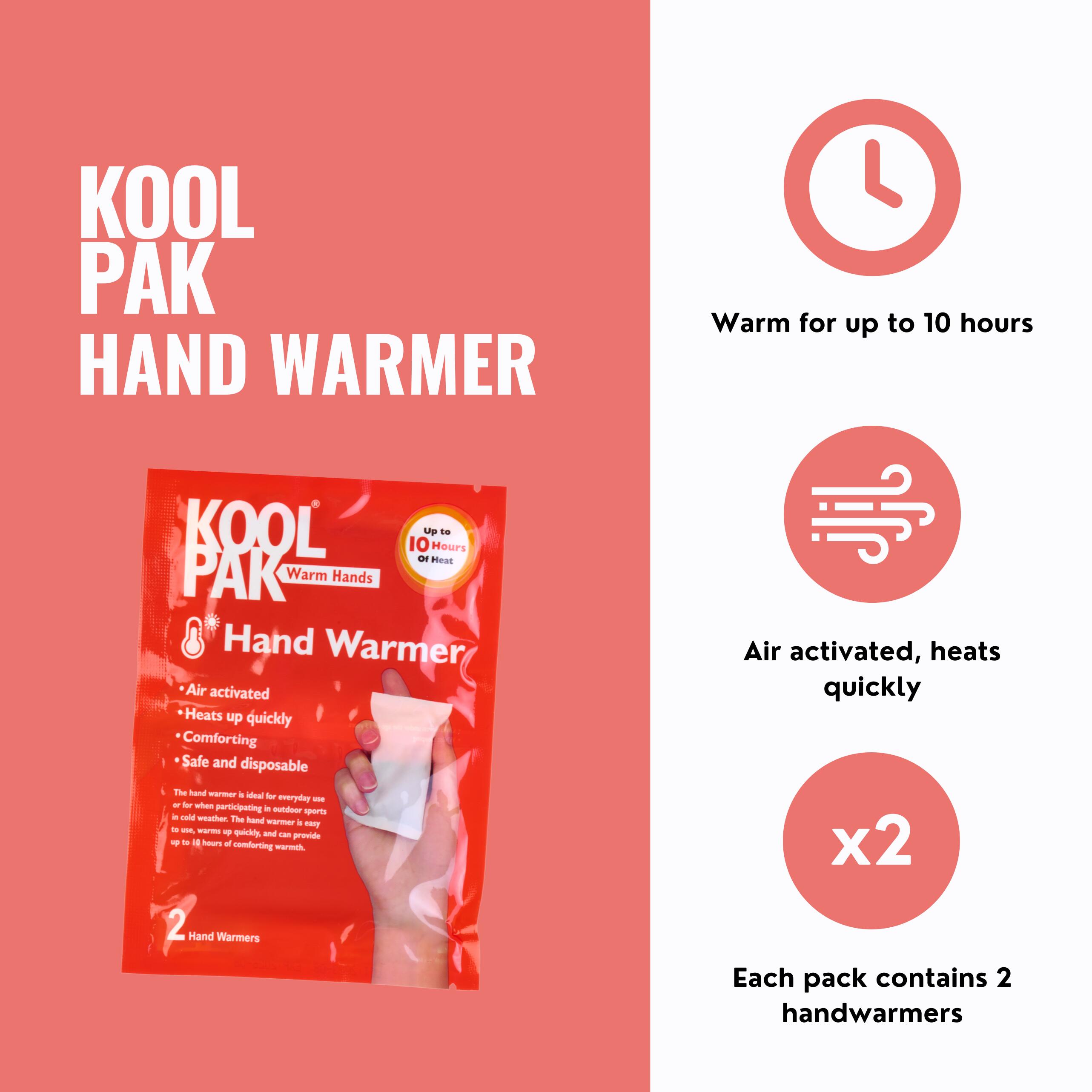 Koolpak Hand Warmer for Cold Weather - 2 Pack - Includes 10 Packs 3/4