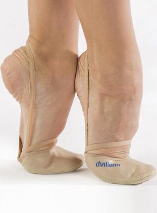 Demi-pointes de gymnastique rythmique Dvillena pour enfants en cuir beige