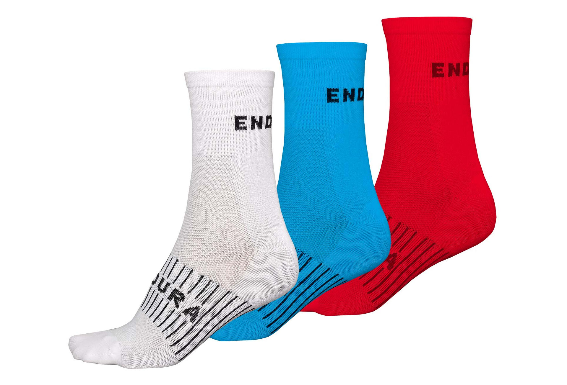 ENDURA Calcetines Ciclismo Endura CoolMax Race 3-P Blanco-Azul-Rojo