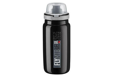Elite Fly Mtb 550 ml Trinkflasche Schwarz Logo Grau