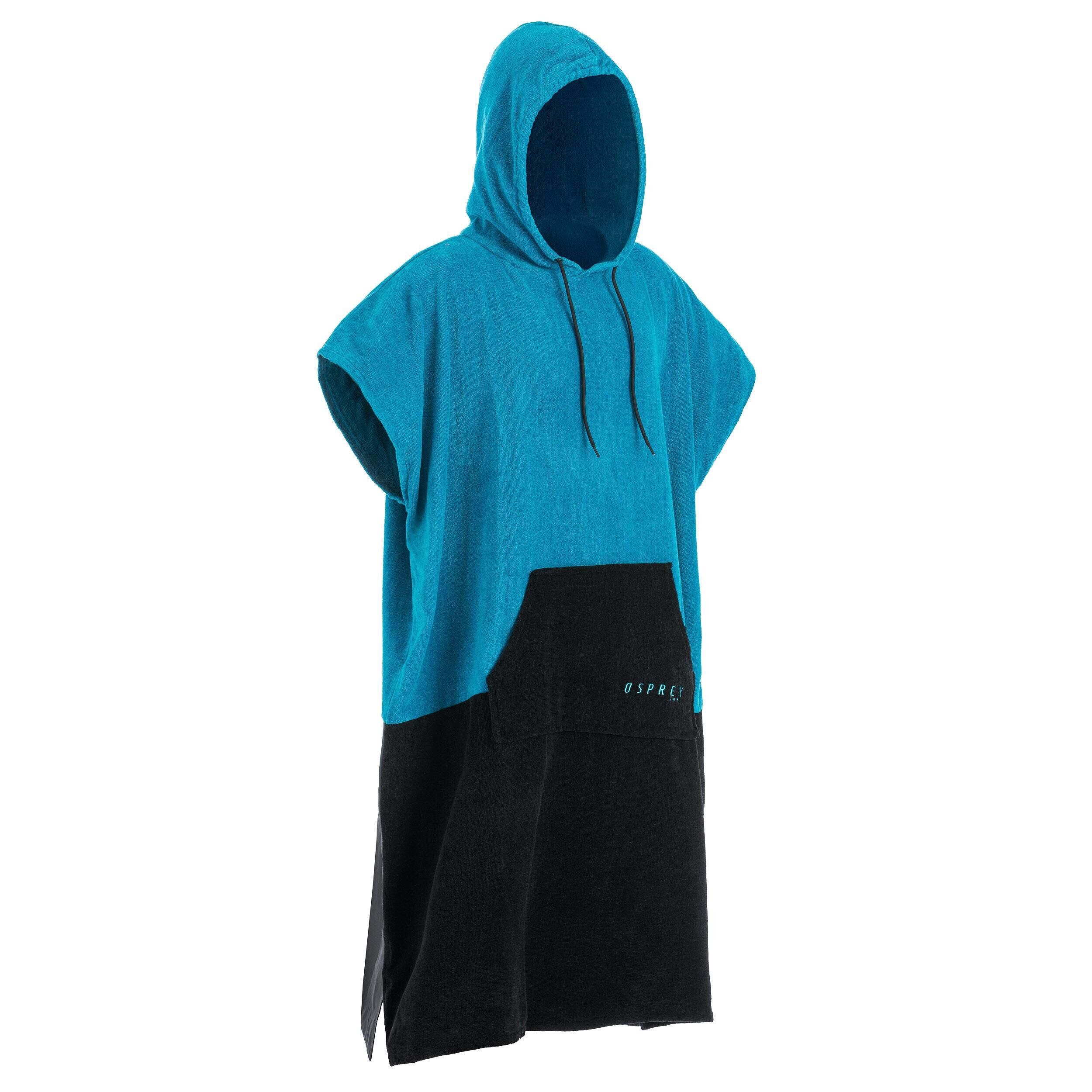 OSPREY ACTION SPORTS Osprey Adult Surf Poncho Hooded Towel Beach Changing Robe, Blue