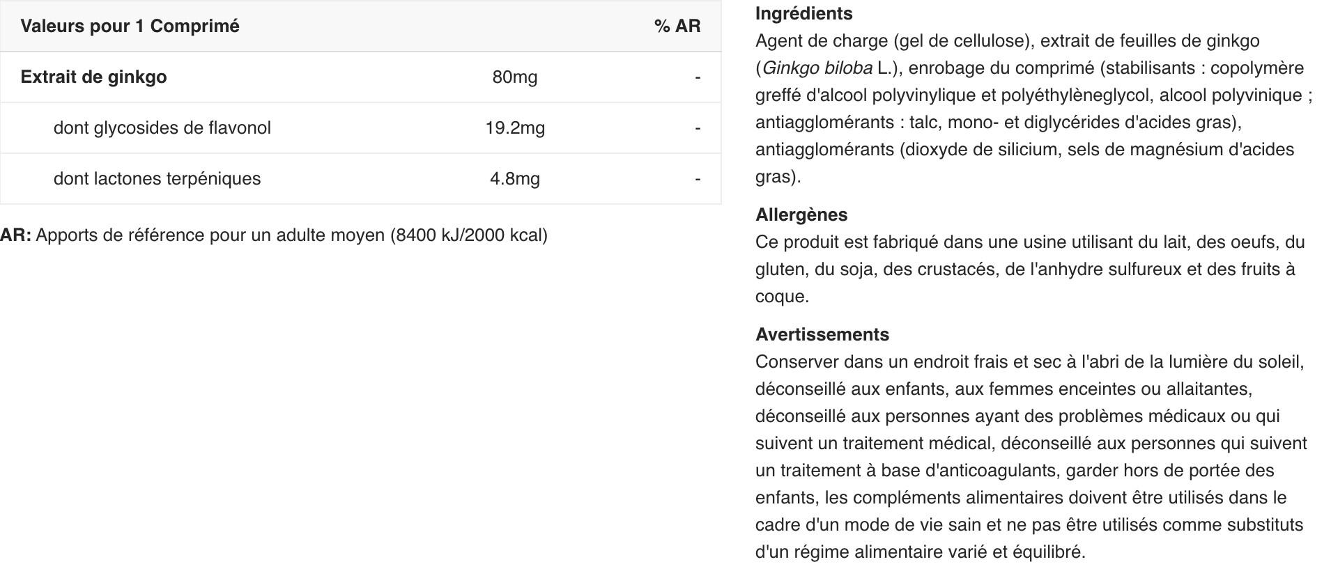 Ginkgo Biloba - 90 Comprimés 2/3