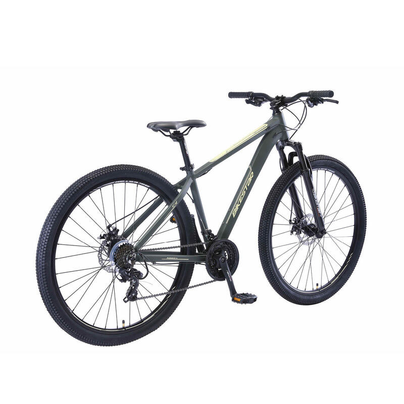 Bikestar 29 pouces, VTT sport semi-rigide 21 vitesses, vert / beige