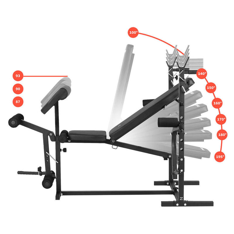 Banc de musculation Zipro Ripped avec pupitre à biceps, support de barre