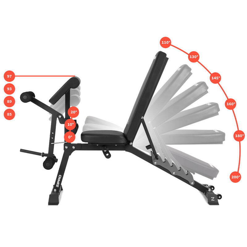 Banco musculación Zipro Superset reclinable con soporte de barra