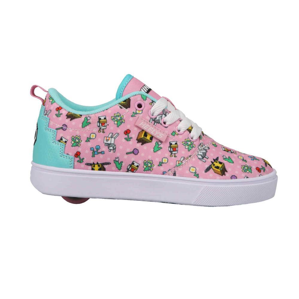 HEELYS Heelys X Minecraft Pro 20 Prints Pink/Aqua Kids Heely Shoe