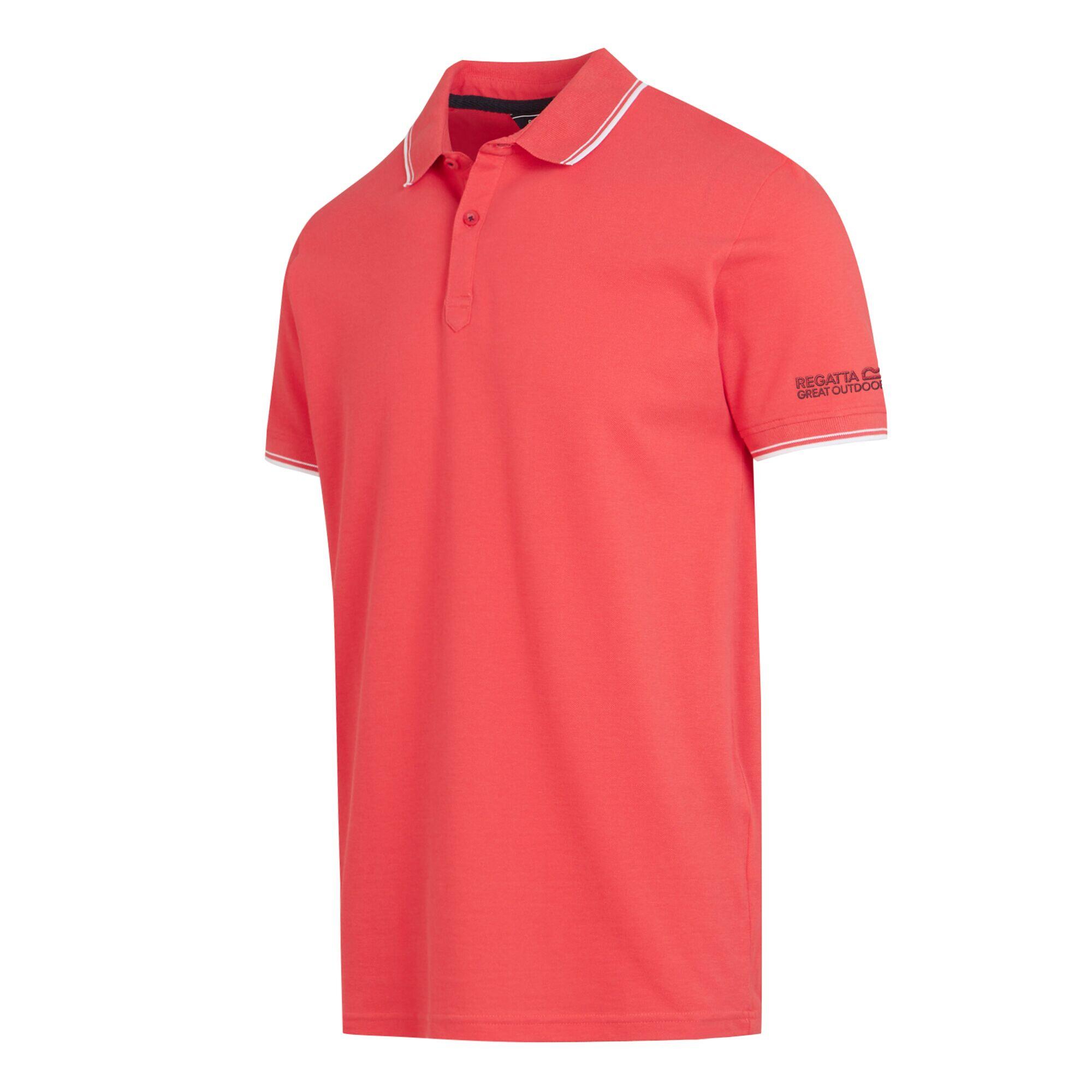 Mens Tadeo Polo Shirt (Red Sky/White) 3/4