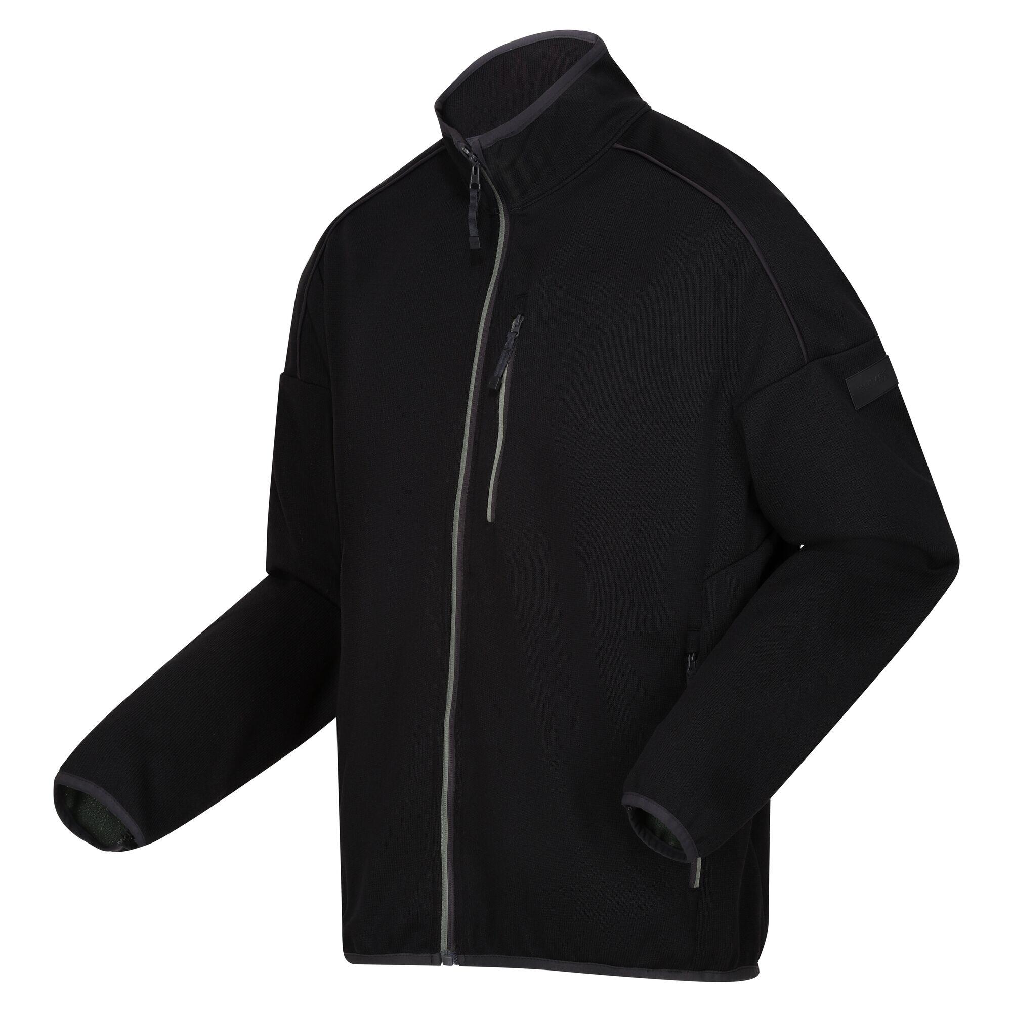 Mens Kassam Marl Full Zip Fleece Jacket (Black/Agave Green Marl) 3/5