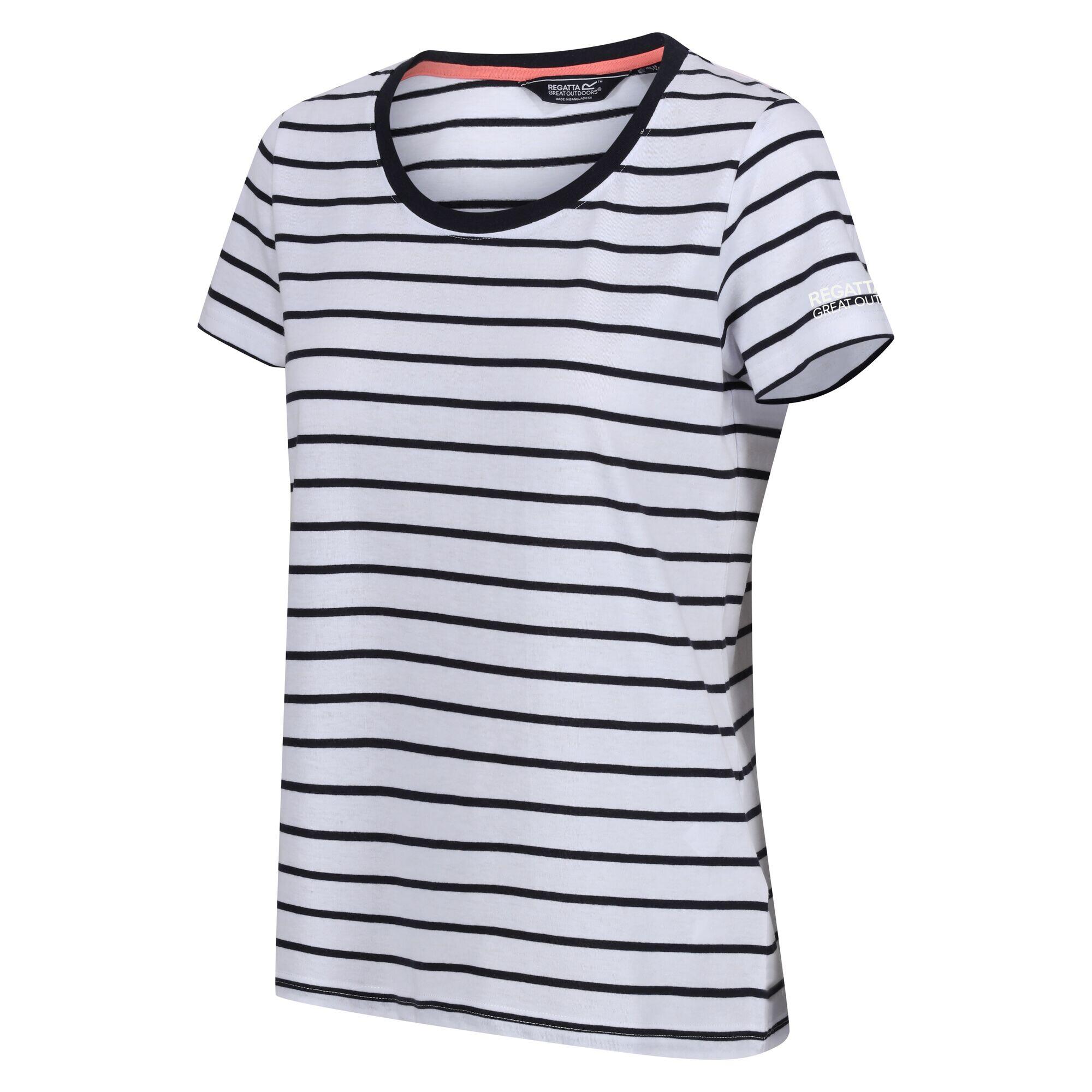 Maglietta Strisce Donna Regatta Filandra VIII Bianco Blu Navy 3/5