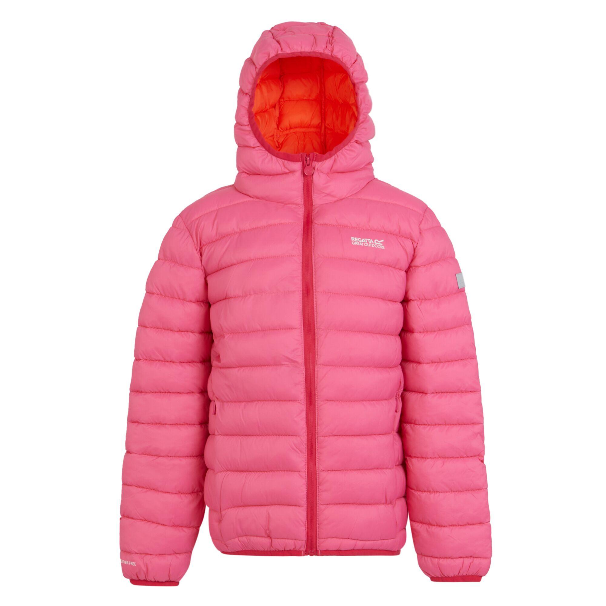 REGATTA Childrens/Kids Marizion Hooded Padded Jacket (Flamingo Pink/Satsuma)