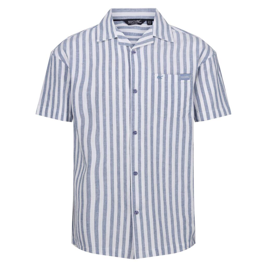 Mens Shorebay II Stripe ShortSleeved Shirt (Coronet Blue/White)