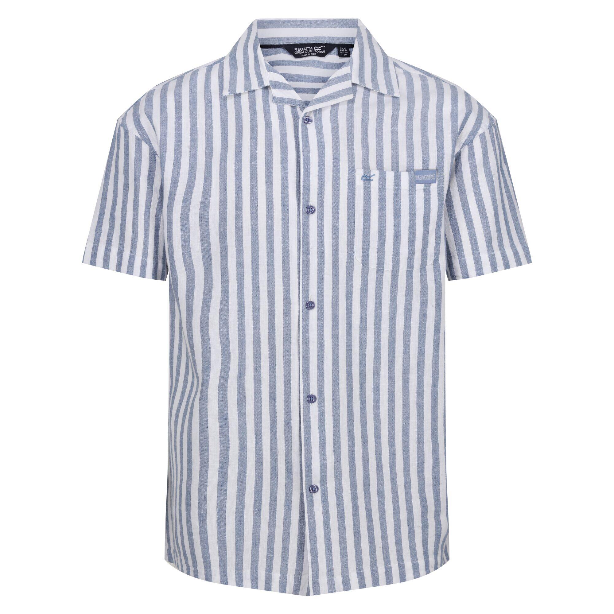 Camisa de manga curta com riscas Shorebay II para homem Azul Coronet/Branco