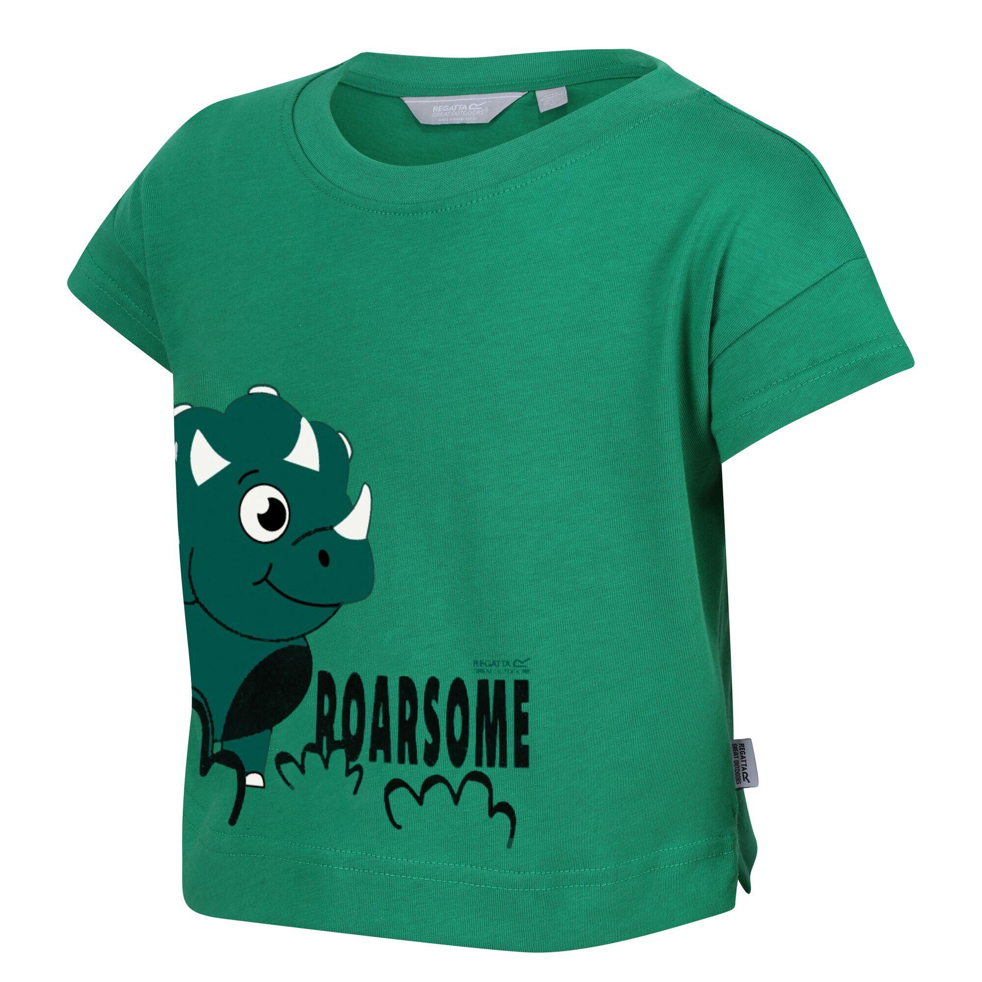Tshirt Motif/style Stompy Le Dinosaure Enfant (Vert Jade) 3/5