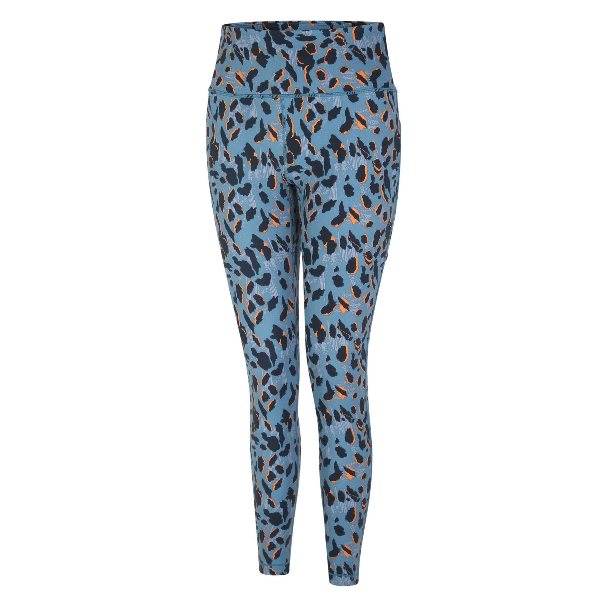 Womens/Ladies Influential Leopard Print Leggings (Niagara Blue) 3/5