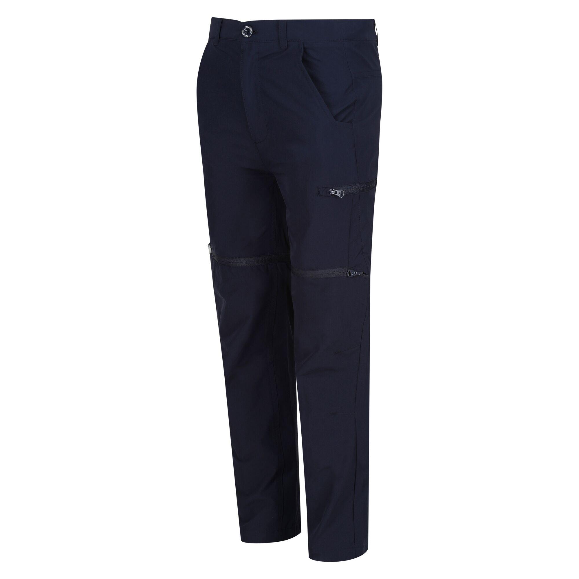 Pantaloni Cerniera Rimovibile Escursionismo Bambini Regatta Highton Blu Navy 3/4