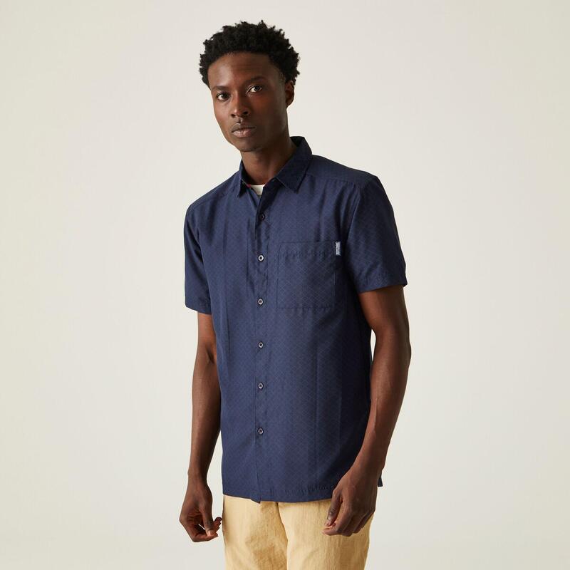 Chemise Regatta Homme M, Rayures Bleues, Coton, Manches Courtes, Brodée