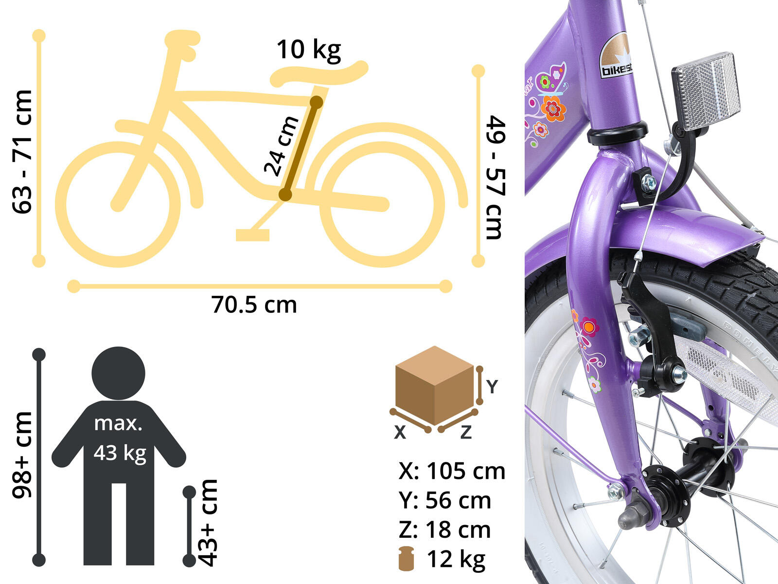 Vélo enfant 14 pouces à partir de 3 - 5 ans, VTC Classic 5/5