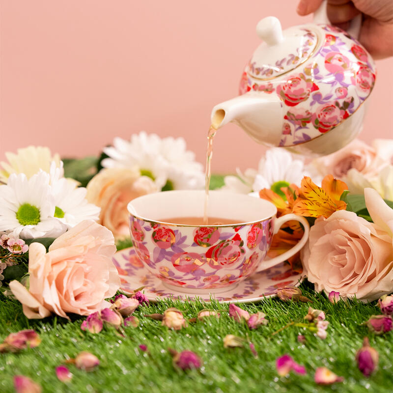 Tea Shop Tea for One Peony Tetera de porcelana con Tapa e Infusor Acero Inox