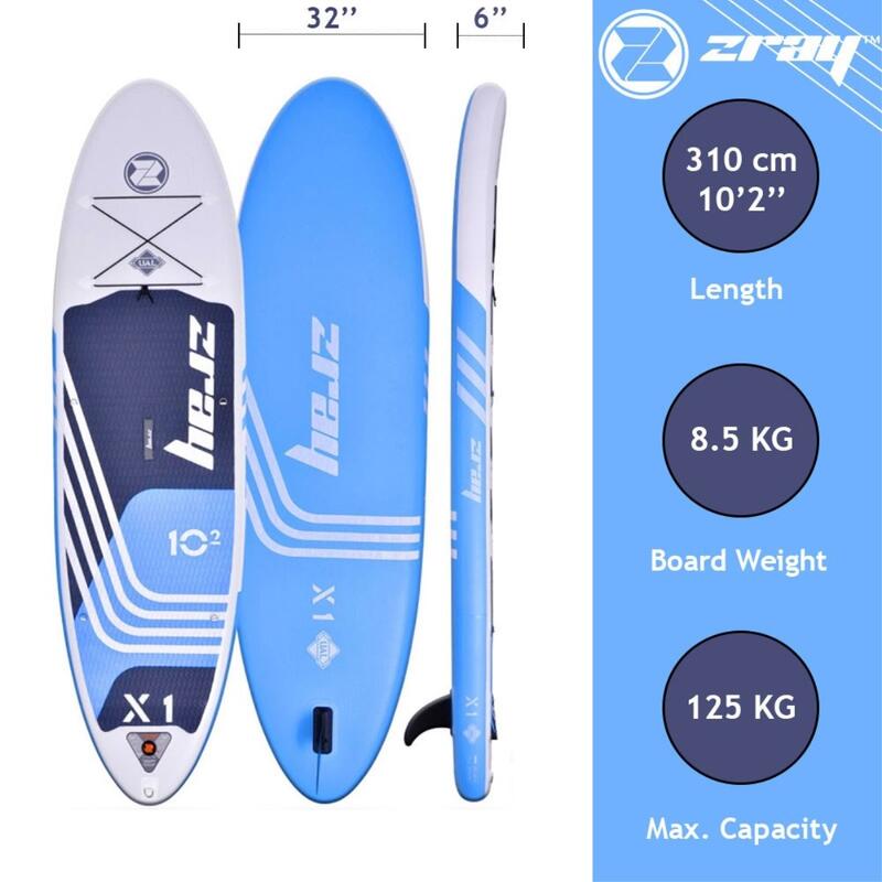 Opblaasbare X-Rider X1 10'2 SUP - DropStitch MAX 125kg 310x81x15cm(10'2x32"x6")