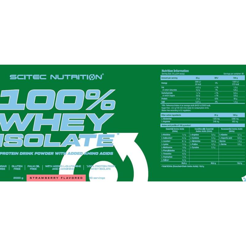 100% Whey Isolate 2000g - Strawberry