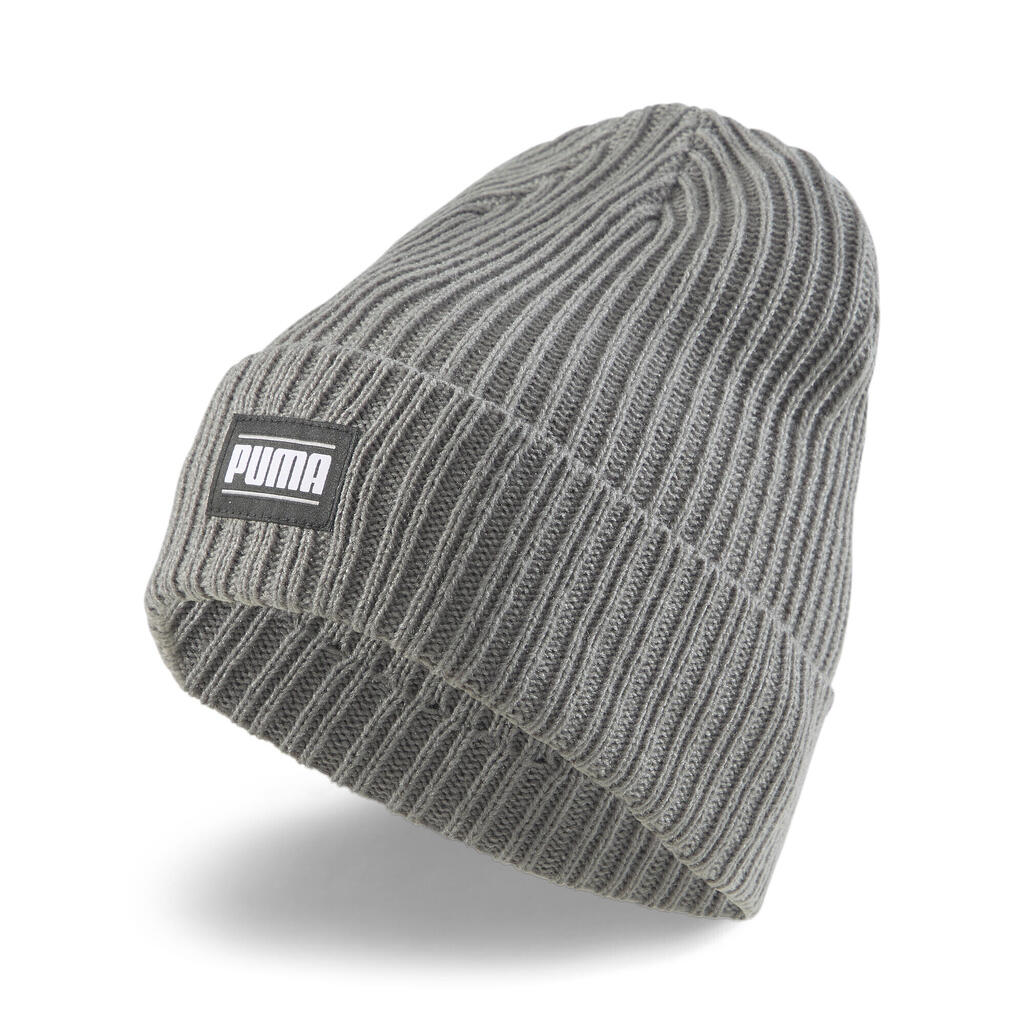 Bean Puma Ribbed Classic Cuff Beanie, Gray, Unisex