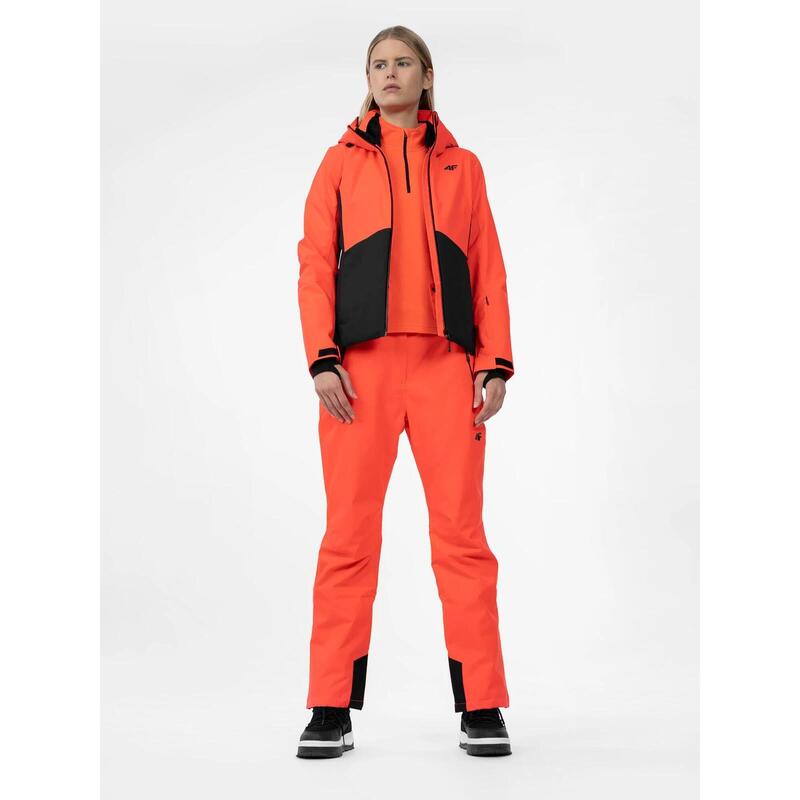 PANTALONI DE SCHI 4FPRO MEMBRANA DERMIZAX® 20 000 PENTRU FEMEI, Rosu fluo, S