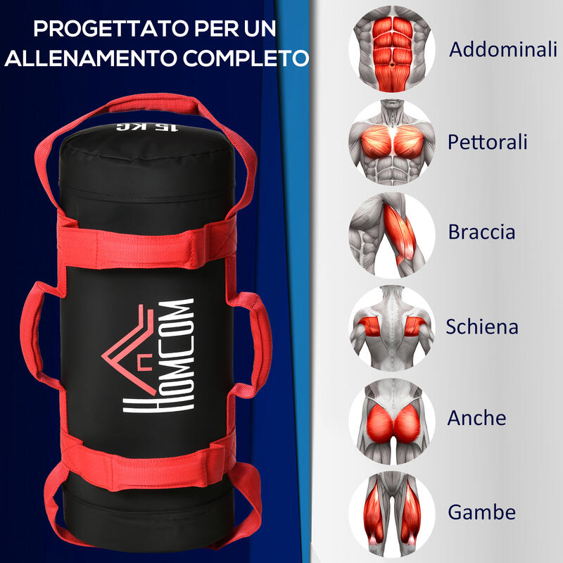 HOMCOM Sac de greutatI cu manere anti-alunecare, 15 kg