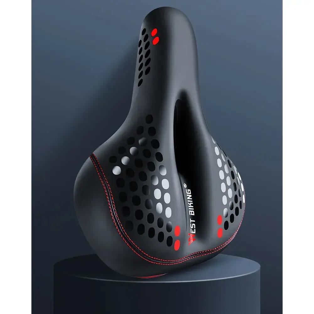 Sa bicicleta MTB cu stop reflectorizant rosu si spuma de memorie, negru cu rosu 3/7