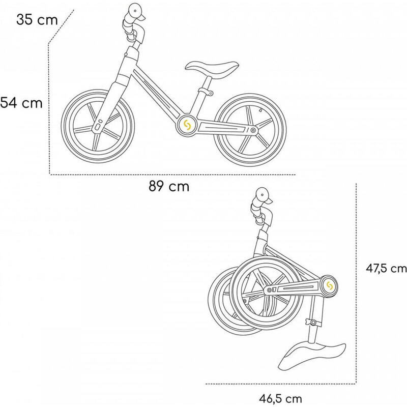 Bicicleta pliabila fara pedale Skiddou Ronny, Galben