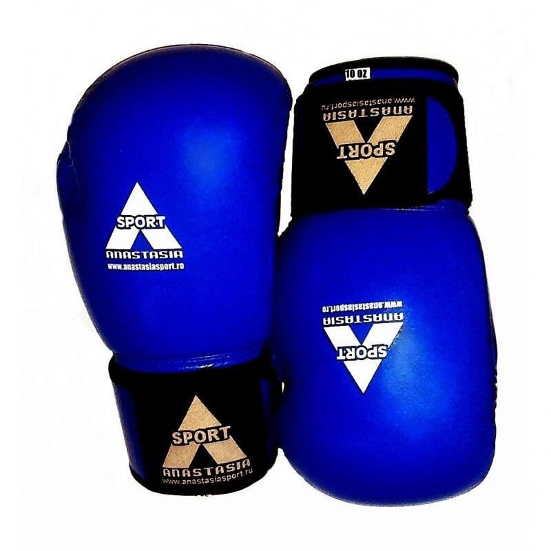 Manusi profesionale box lupta Anastasia Sport, piele naturala, albastre, 14 OZ
