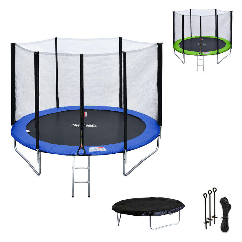 Trampoline 180cm réversible bleu / vert CAIRNS + échelle, bâche et kit d'ancrage