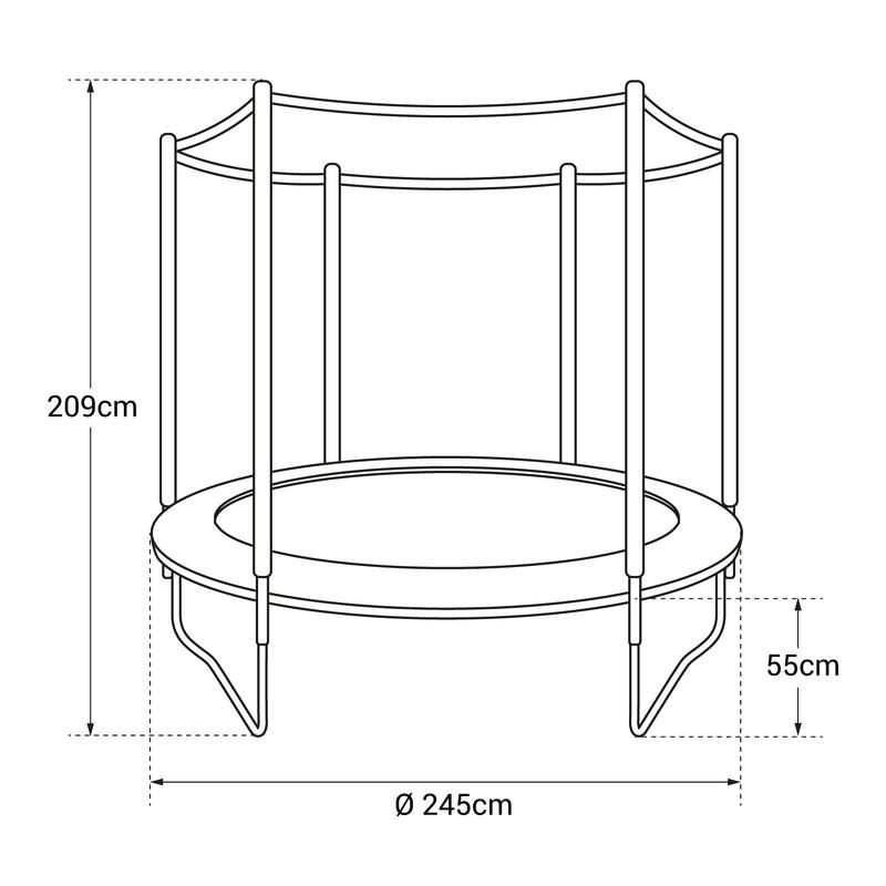 Trampoline 245cm réversible bleu/vert CANBERRA + échelle, bâche et kit d'ancrage