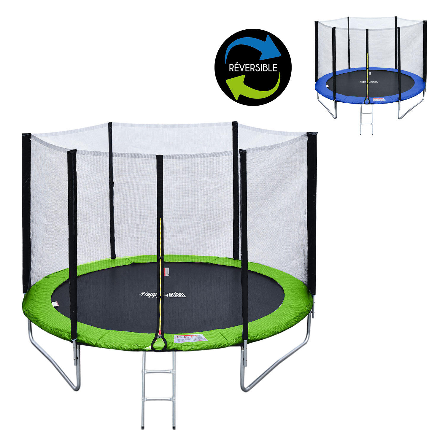 Trampoline 180cm réversible bleu / vert CAIRNS + échelle, bâche et kit d'ancrage 2/4