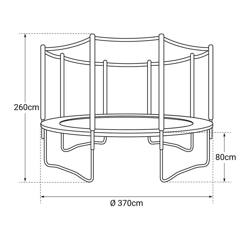 Trampoline 370cm réversible rose / gris PERTH + échelle, bâche et kit d'ancrage