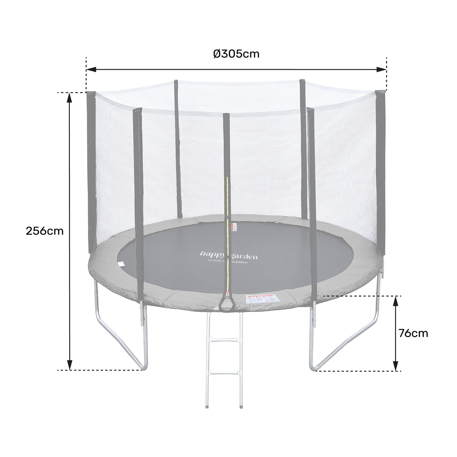 Trampoline 305cm réversible rose/gris ADELAÏDE + échelle, bâche et kit d'ancrage 7/7