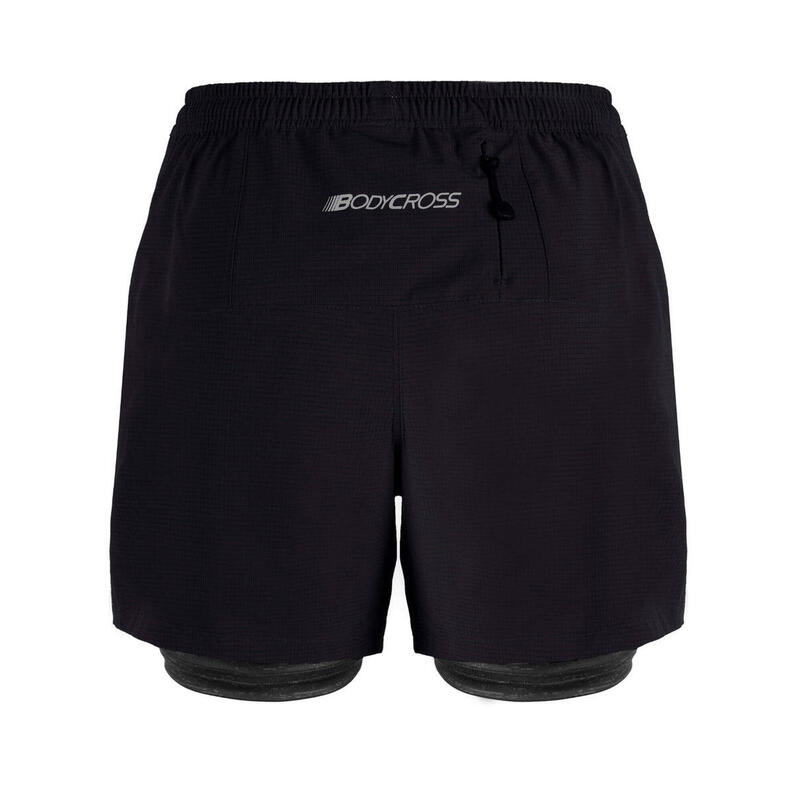 Short/cuissard de running 3 en 1 Ben - Noir - Homme